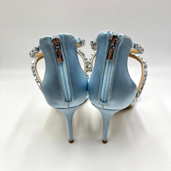Jewel Badgley Mischka Size 11 Celine Light Blue Jeweled Dress‎ Sandals Heels - Picture 6 of 13